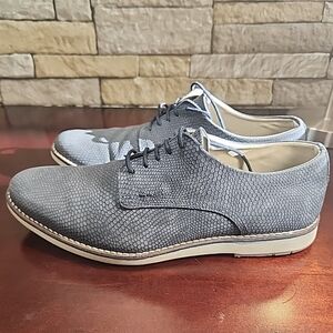 Bull Boxer Handcrafted Rios Blue Python Print Leather Oxfords Shoes Men's Sz 9